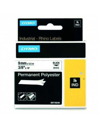 Dymo Polyester Tape 9mm x 5.5M Black...