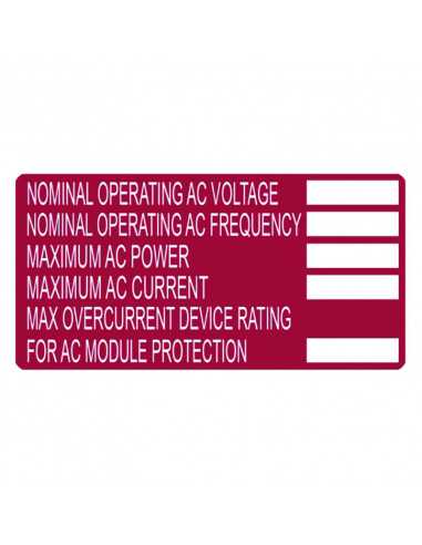 Label Solar AC Module Rating White on...
