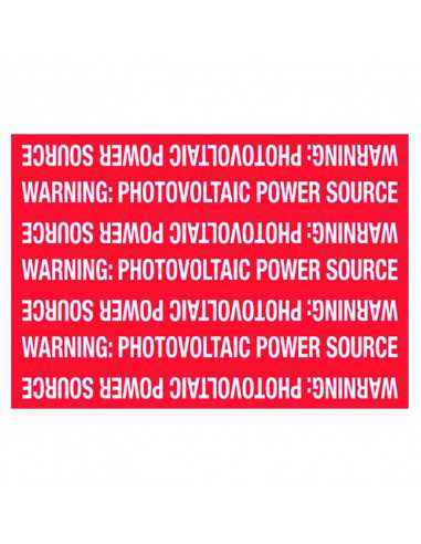 Label PV Power Source White on Red...